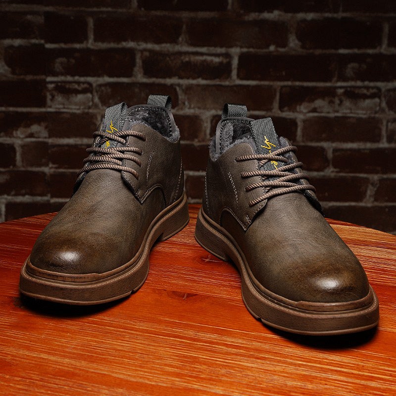 Northeast Snow Boots Men'S Winter Fleece-Lined Leather Shoes Warm Shoes Men'S Shoes Men'S Cotton Shoes Martins Low-Top Boots - Image 5